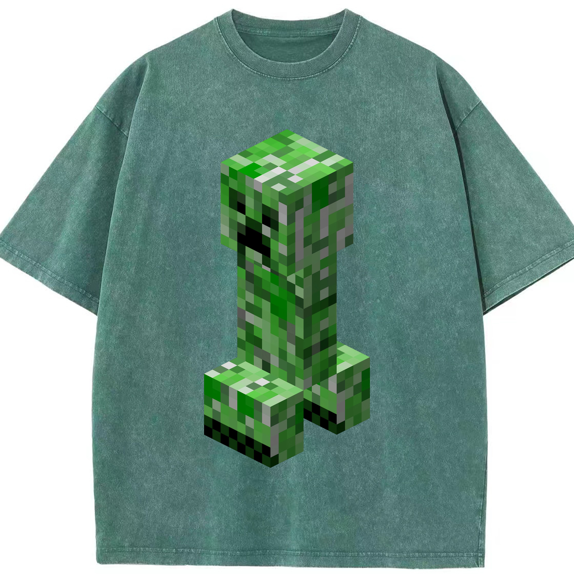（画像用） マインクラフト ブロックの世界 Minecraft MC Block world 綿100% ヴィンテージ風 半袖Tシャツ（フロントプリント）